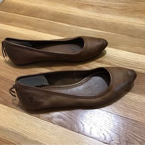 Frye Brown Leather Pointy Toe Flats Dress Shoes